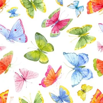 Watercolor butterfly pattern Stock Illustration