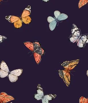 Watercolor butterfly pattern Stock Illustration