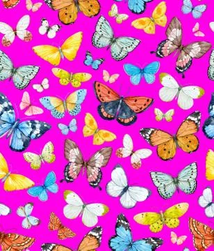 Watercolor butterfly pattern Stock Illustration