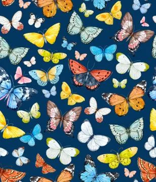 Watercolor butterfly pattern Illustrazione stock