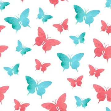 Watercolor butterfly pattern Stock Illustration