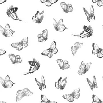 Watercolor butterfly vector pattern Stock Illustration