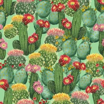 Watercolor cactus background Stock Illustration