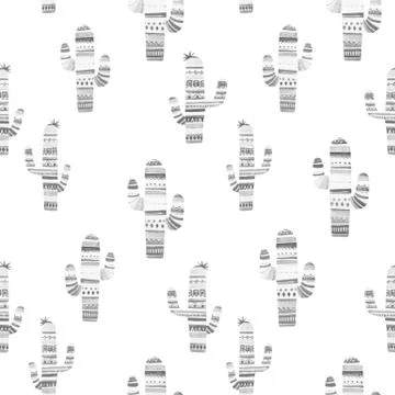 Watercolor cactus vector pattern Stock Illustration