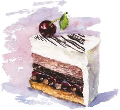 Watercolor cake illustration Stock Illustration