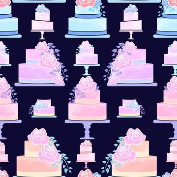 Watercolor Cake Pattern Background Illustration Stock Illustration