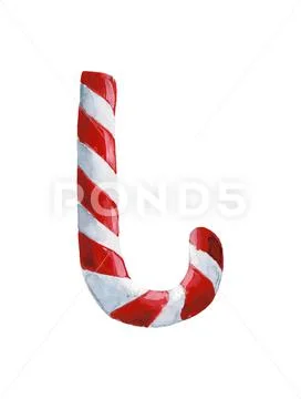 Watercolor Candy Cane. Sweet Christmas red and white stick. Caramel for the new Stock Photos