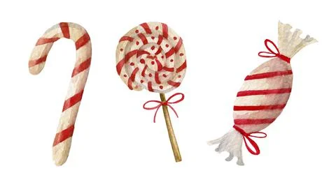 Watercolor Candy Set Stock Illustration