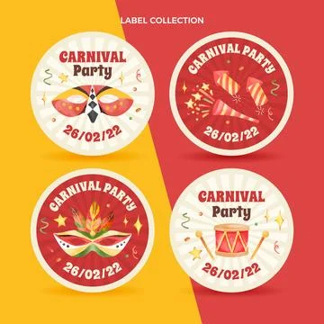 Watercolor carnival labels collection Stock Illustration