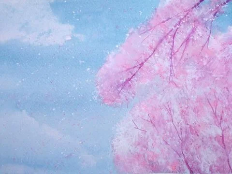 Watercolor cherry blossoms flower sakura Stock Illustration