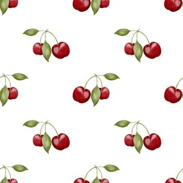 Watercolor cherry pattern design for textile and packaging applications Stock Illustration