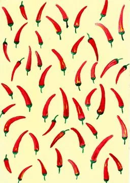 Watercolor chilli pattern Stock Illustration