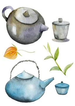 Watercolor Chinese elements Image is created manually Stock Illustration