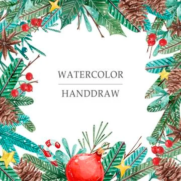 Watercolor Christmas banner Stock Illustration