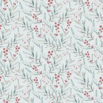 Watercolor christmas elements seamless pattern. Watercolor hand drawn christmas Stock Illustration