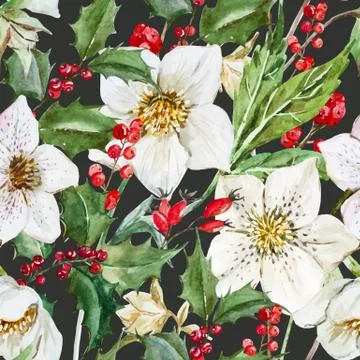 Watercolor christmas pattern 스톡 일러스트