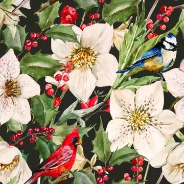 Watercolor christmas pattern 스톡 일러스트