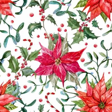 Watercolor christmas pattern Stock Illustration