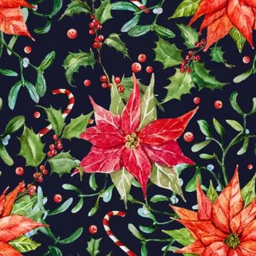 Watercolor christmas pattern Stock Illustration