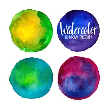 Watercolor circle elements Stock Illustration