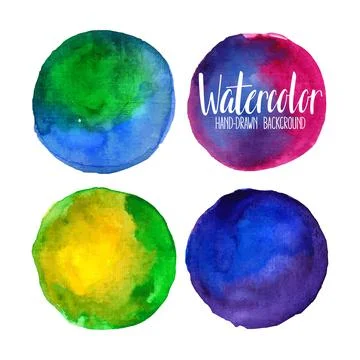 Watercolor circle elements Stock Illustration
