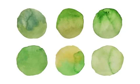 Watercolor circle green texture. Vector watercoluor circle elements for desig Stock Illustration