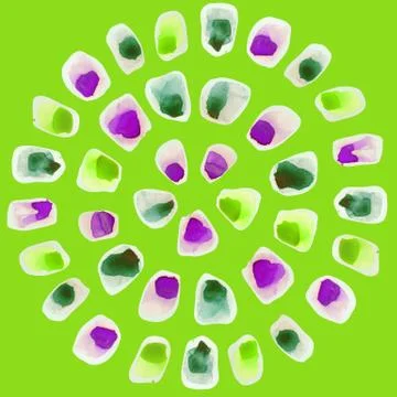 Watercolor circle hand paint frames isolated on green background. Stock Illustration
