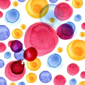 Watercolor circle pattern. Colored circles Stock Photos