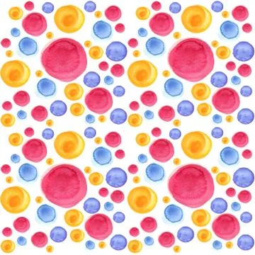 Watercolor circle pattern. Round elements for design. Colored circles hand drawn Stock Illustration
