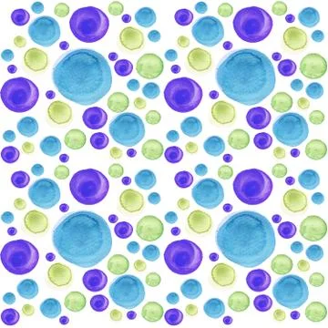 Watercolor circle pattern. Round elements for design. Colored circles hand drawn Stock Illustration
