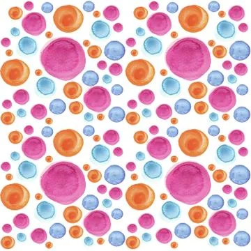 Watercolor circle pattern. Round elements for design. Colored circles hand drawn Stock Illustration