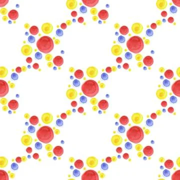 Watercolor circle pattern. Round elements for design. Colored circles hand drawn 스톡 일러스트