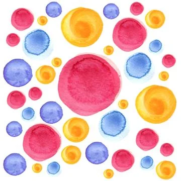 Watercolor circle texture. Round elements for design. Colored circles hand drawn 스톡 일러스트
