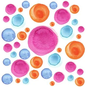 Watercolor circle texture. Round elements for design. Colored circles hand drawn Stock Illustration