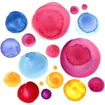 Watercolor circle texture. Round elements for design. Colored circles hand drawn Illustrazione stock