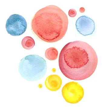 Watercolor circle texture. Round elements for design. Colored circles hand drawn Stock Illustration