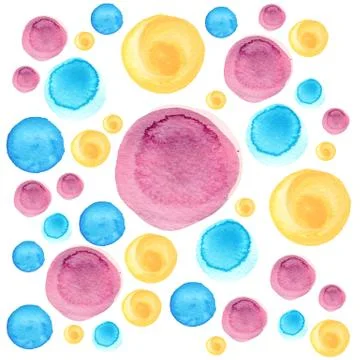 Watercolor circle texture. Round elements for design. Colored circles hand drawn Illustrazione stock