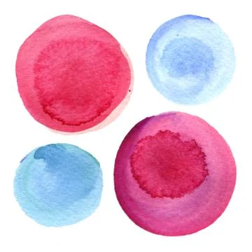 Watercolor circle texture. Round elements for design. Colored circles hand drawn Stock Illustration