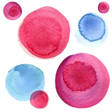 Watercolor circle texture. Round elements for design. Colored circles hand drawn Stock Illustration