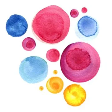 Watercolor circle texture. Round elements for design. Colored circles hand drawn Stock Illustration