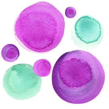 Watercolor circle texture. Round elements for design. Colored circles hand drawn Stock Illustration