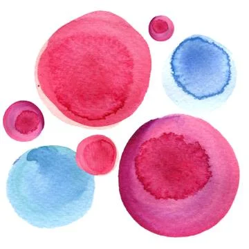 Watercolor circle texture. Round elements for design. Colored circles hand drawn Stock Illustration