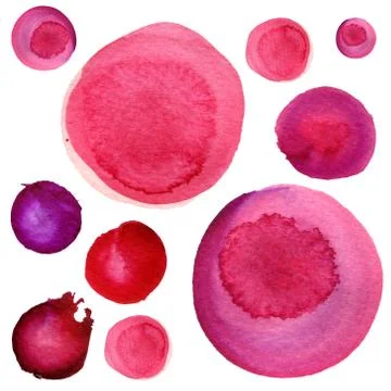 Watercolor circle texture. Round elements for design. Colored circles hand drawn Stock Illustration