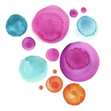 Watercolor circle texture. Round elements for design. Colored circles hand drawn Stock Illustration