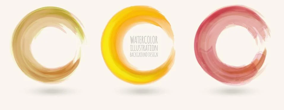 Watercolor circle texture set. Vector circle elements 스톡 일러스트