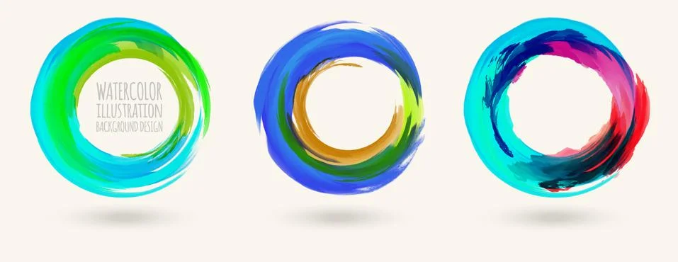 Watercolor circle texture set. Vector circle elements Illustrazione stock