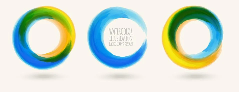 Watercolor circle texture set. Vector circle elements Illustrazione stock