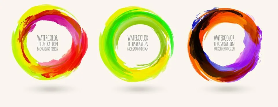 Watercolor circle texture set. Vector circle elements Stockillustratie