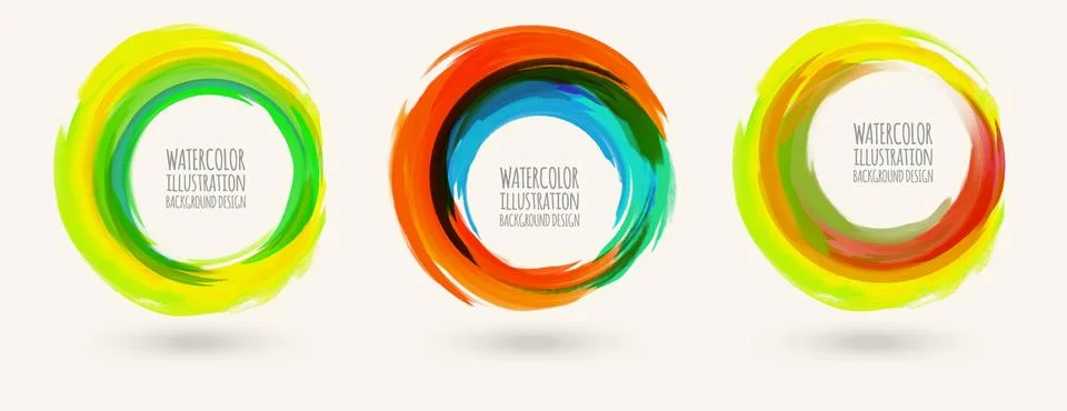 Watercolor circle texture set. Vector circle elements Illustrazione stock