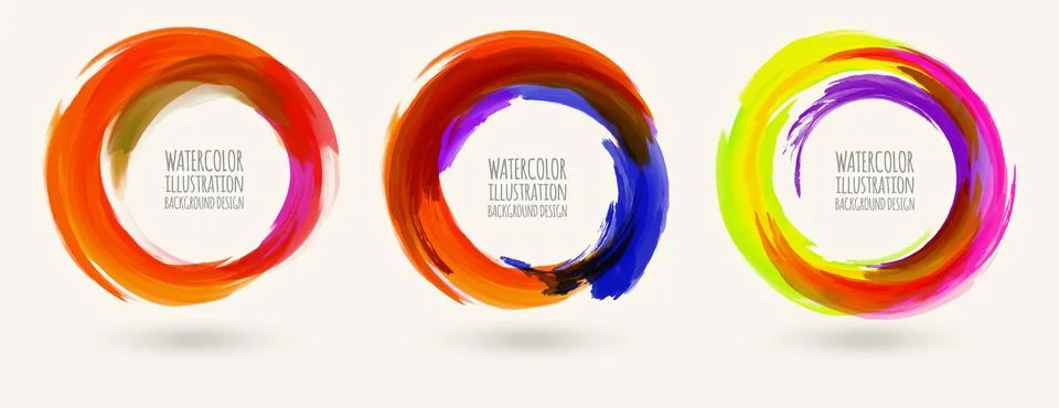 Watercolor circle texture set. Vector circle elements Illustrazione stock